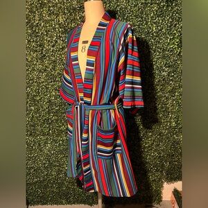 70’s VINTAGE Retro Rainbow Multicolor striped robe kimono jacket